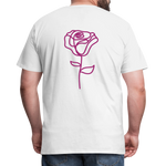 Herre premium T-shirt med rose på ryggen og Sweetheart Inks logo på brystet - hvid