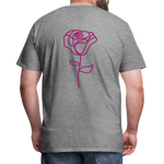 Herre premium T-shirt med rose på ryggen og Sweetheart Inks logo på brystet - grå meleret