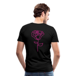 Herre premium T-shirt med rose på ryggen og Sweetheart Inks logo på brystet - sort