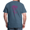 Herre premium T-shirt med rose på ryggen og Sweetheart Inks logo på brystet - blågrå