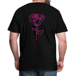 Herre premium T-shirt med rose på ryggen og Sweetheart Inks logo på brystet - sort