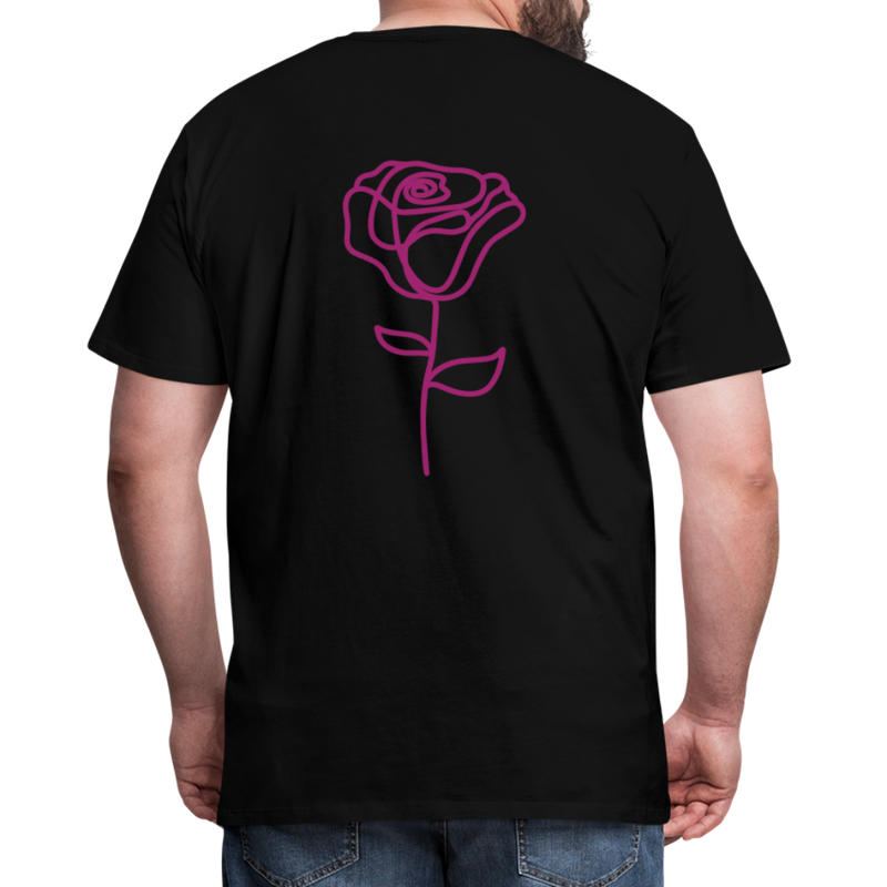 Herre premium T-shirt med rose på ryggen og Sweetheart Inks logo på brystet - sort