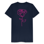 Herre premium T-shirt med rose på ryggen og Sweetheart Inks logo på brystet - marineblå