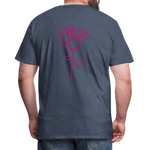 Herre premium T-shirt med rose på ryggen og Sweetheart Inks logo på brystet - blåmeleret