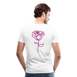 Herre premium T-shirt med rose på ryggen og Sweetheart Inks logo på brystet - hvid