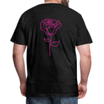 Herre premium T-shirt med rose på ryggen og Sweetheart Inks logo på brystet - charcoal