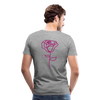 Herre premium T-shirt med rose på ryggen og Sweetheart Inks logo på brystet - grå meleret