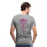 Herre premium T-shirt med rose på ryggen og Sweetheart Inks logo på brystet - grå meleret