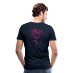 Herre premium T-shirt med rose på ryggen og Sweetheart Inks logo på brystet - marineblå