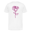 Herre premium T-shirt med rose på ryggen og Sweetheart Inks logo på brystet - hvid