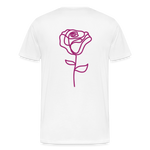 Herre premium T-shirt med rose på ryggen og Sweetheart Inks logo på brystet - hvid