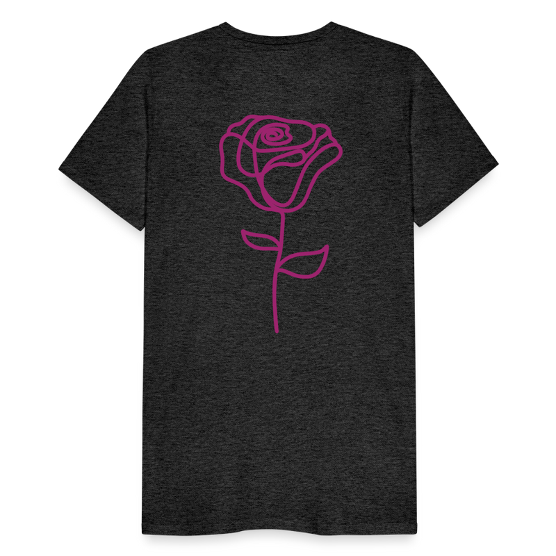 Herre premium T-shirt med rose på ryggen og Sweetheart Inks logo på brystet - charcoal