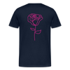 Herre premium T-shirt med rose på ryggen og Sweetheart Inks logo på brystet - marineblå