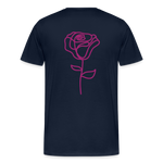 Herre premium T-shirt med rose på ryggen og Sweetheart Inks logo på brystet - marineblå