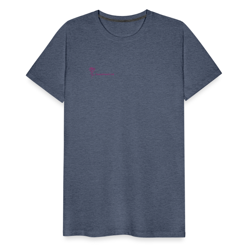 Herre premium T-shirt med rose på ryggen og Sweetheart Inks logo på brystet - blåmeleret