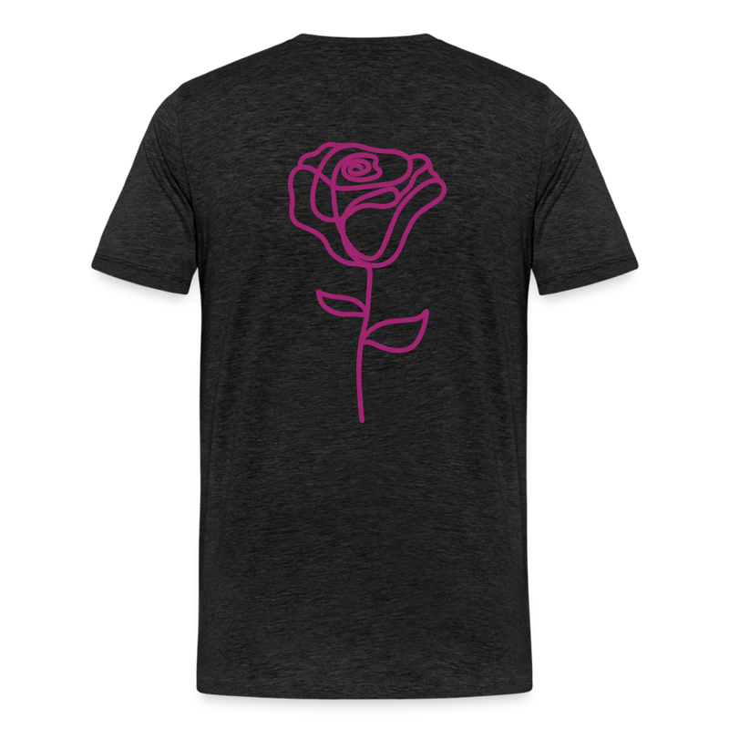 Herre premium T-shirt med rose på ryggen og Sweetheart Inks logo på brystet - charcoal