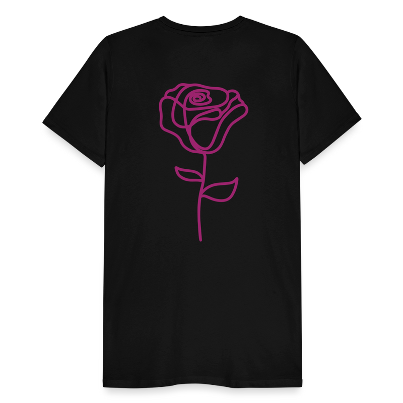 Herre premium T-shirt med rose på ryggen og Sweetheart Inks logo på brystet - sort