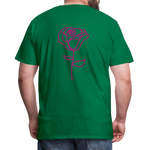 Herre premium T-shirt med rose på ryggen og Sweetheart Inks logo på brystet - kelly grøn