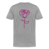 Herre premium T-shirt med rose på ryggen og Sweetheart Inks logo på brystet - grå meleret