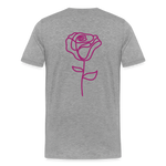 Herre premium T-shirt med rose på ryggen og Sweetheart Inks logo på brystet - grå meleret