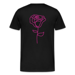 Herre premium T-shirt med rose på ryggen og Sweetheart Inks logo på brystet - sort