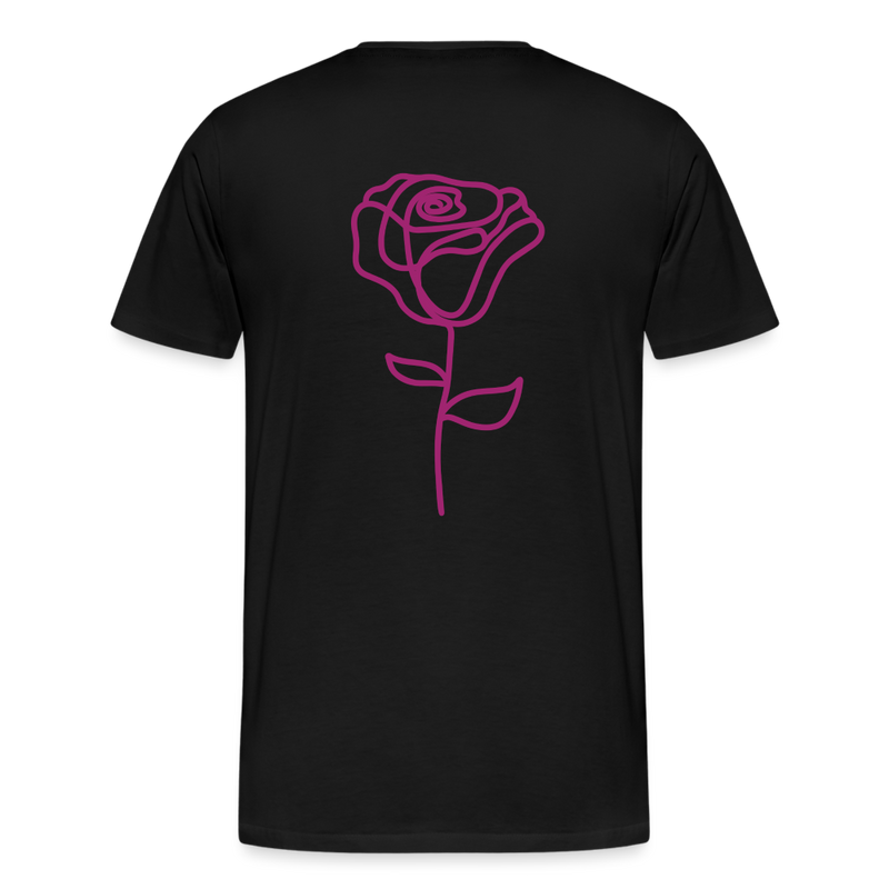 Herre premium T-shirt med rose på ryggen og Sweetheart Inks logo på brystet - sort